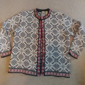 LL Bean Women's Cotton Nordic style cardigan